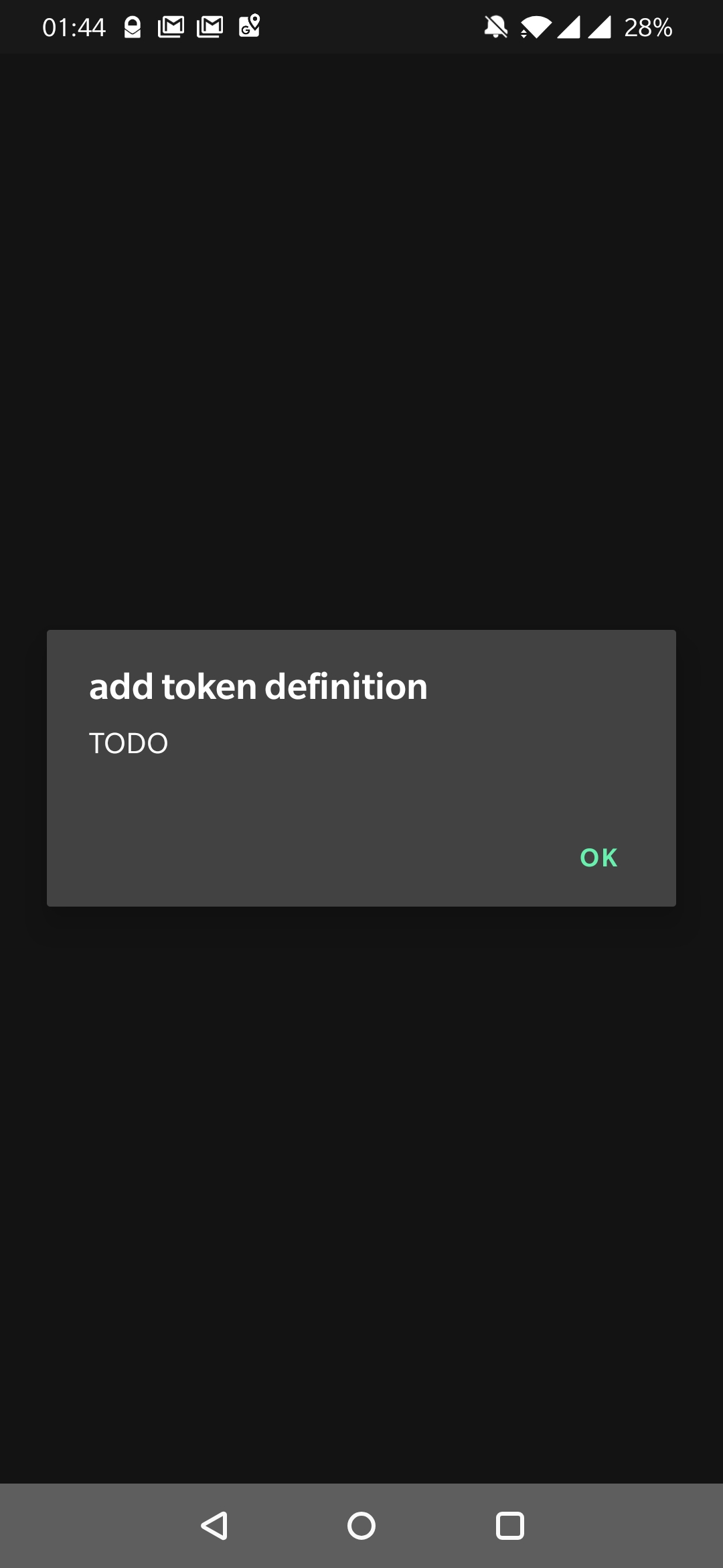 Add Token Definition is a TODO